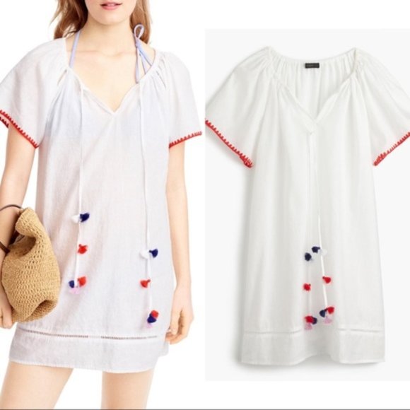 J. Crew Swim J Crew Embroidered Pompom Swim Cover Up 475 Poshmark